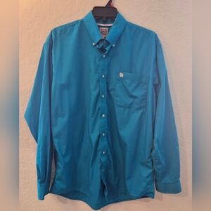 Men's Cinch Solid Turquoise Classic Fit Button-Down Western Shirt Size Medium
